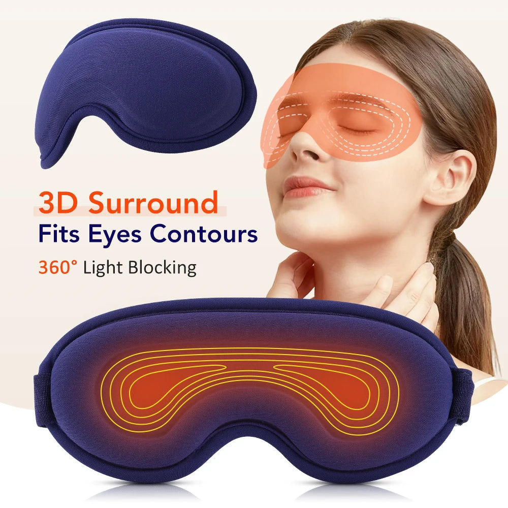 Masque Oculaire Chauffant Électrique – Compresse Chaude, Massage 3D & Anti-Fatigue Visuelle