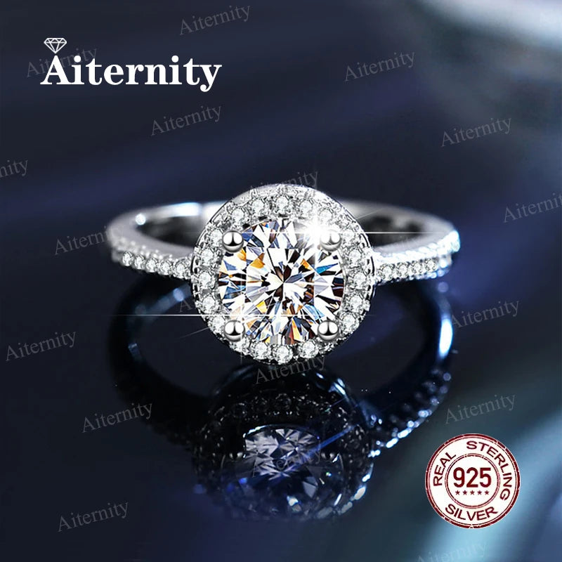 Bague Femme Argent 925 Moissanite & Zircon D VVS1
