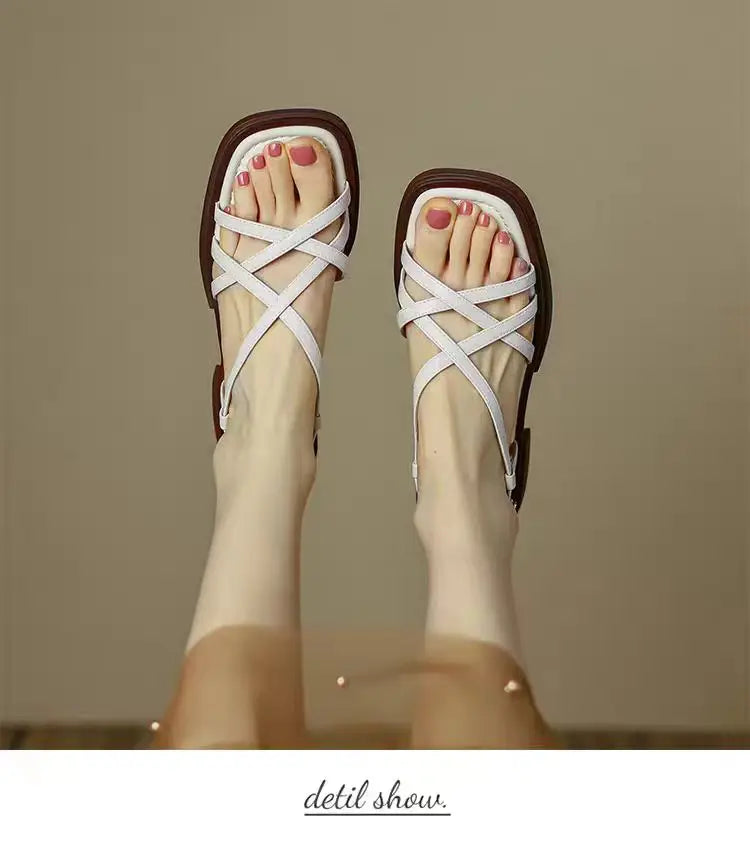 Sandales Plates Femme Style Romain