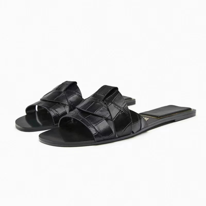 Mules Sandales Plates Femme Nœud Papillon