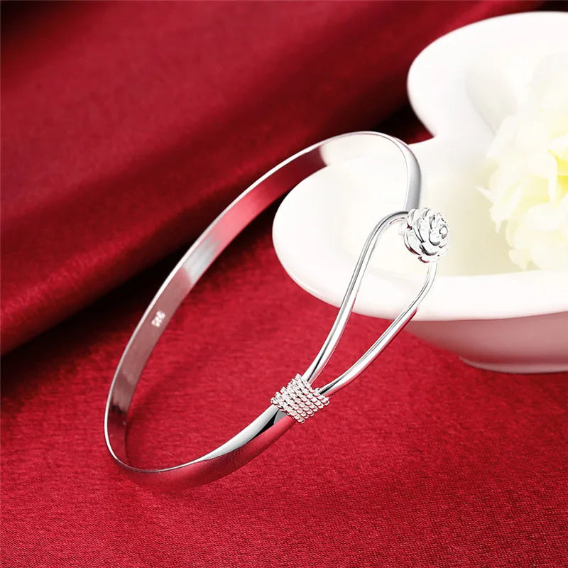 Bracelet Jonc Fleur Femme Argent 925 – Ajustable & Élégant | Aurata Style
