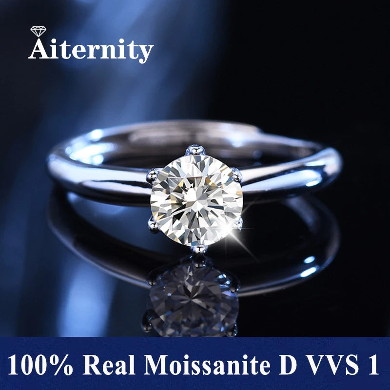 Bague Femme Argent 925 Moissanite & Zircon D VVS1