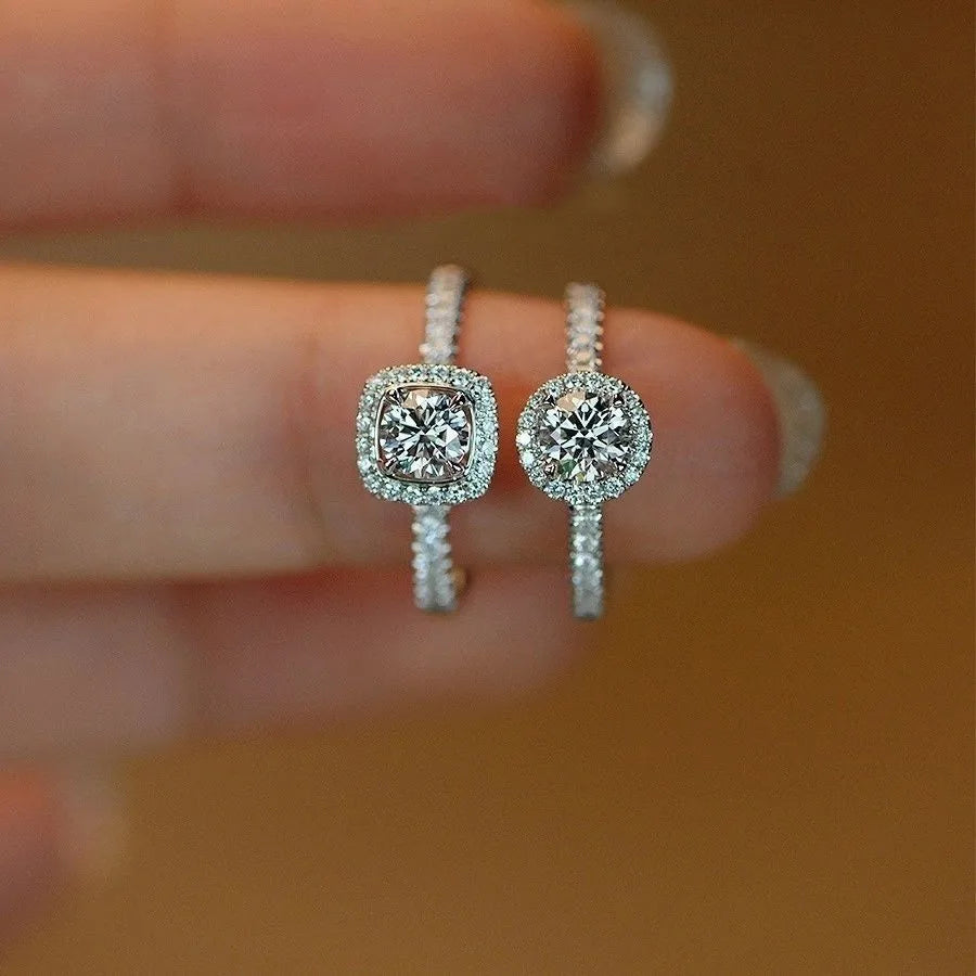 Bague Femme Argent 925 Moissanite & Zircon D VVS1