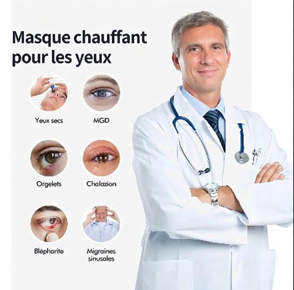 Masque Oculaire Chauffant Électrique – Compresse Chaude, Massage 3D & Anti-Fatigue Visuelle