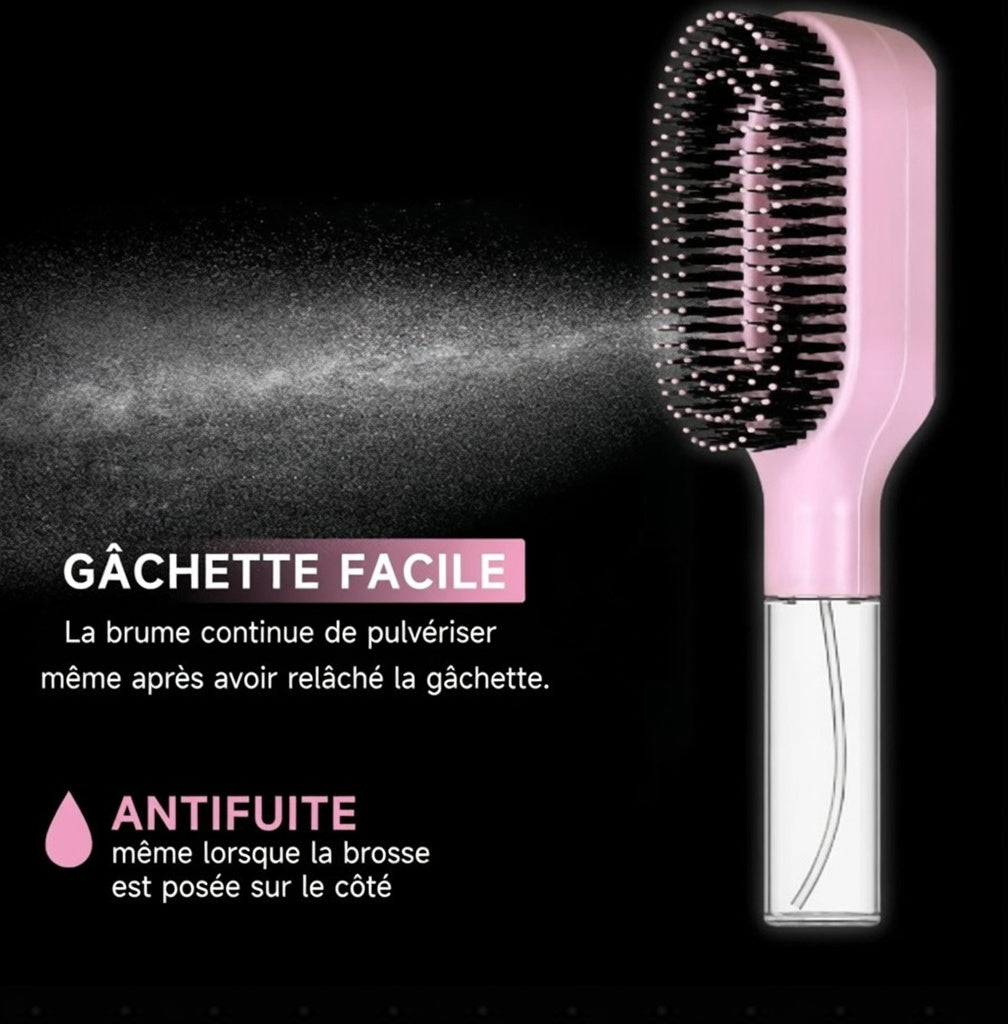 Brosse à Cheveux 2-en-1 avec Spray Brumisateur – Démêlage, Massage Cuir Chevelu & Anti-Statique