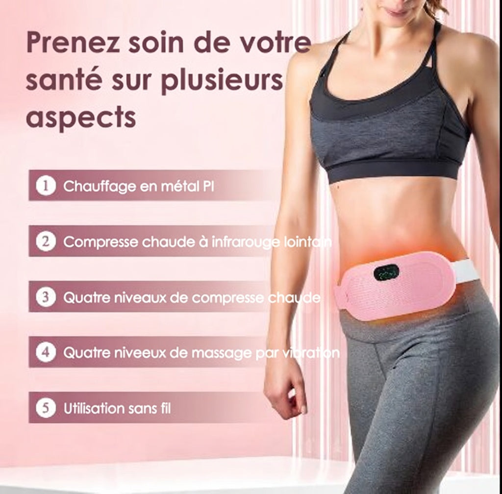Ceinture Chauffante Menstruelle avec Massage Vibrant – Soulagement Crampes, 5 Températures