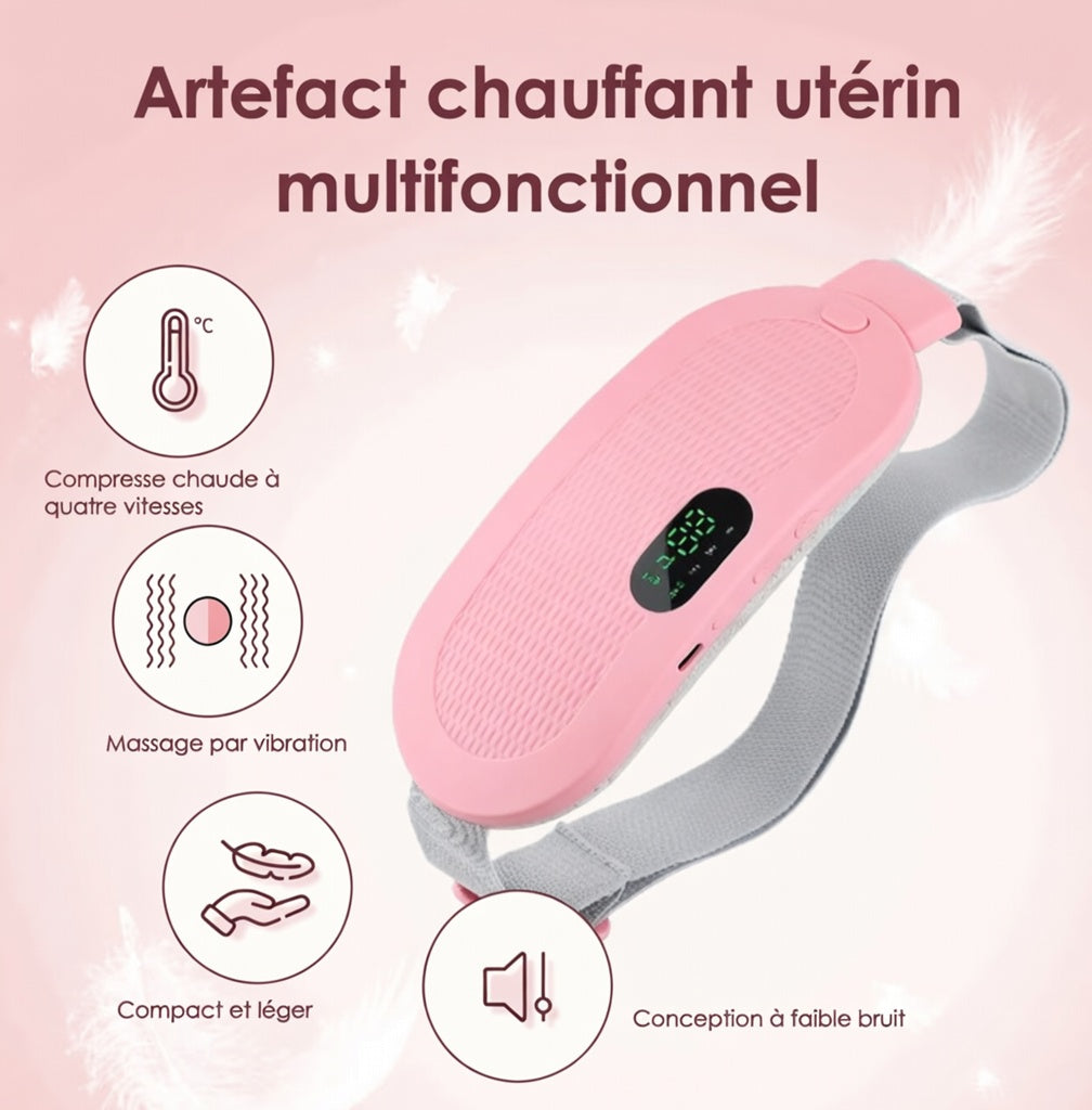 Ceinture Chauffante Menstruelle avec Massage Vibrant – Soulagement Crampes, 5 Températures